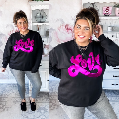 Metallic Puffy Love Sweatshirt