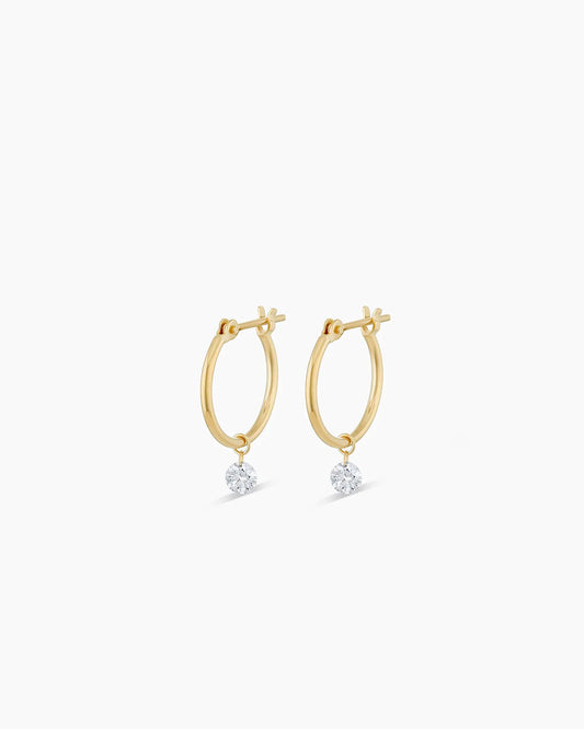 18K Floating Diamond Huggies