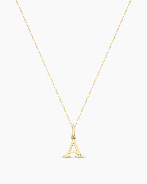 14K Diamond Vintage Alphabet Charm Necklace