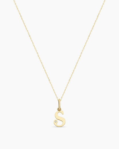 14K Diamond Vintage Alphabet Charm Necklace