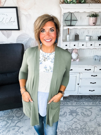 Keep On Going Cardigan - Olive