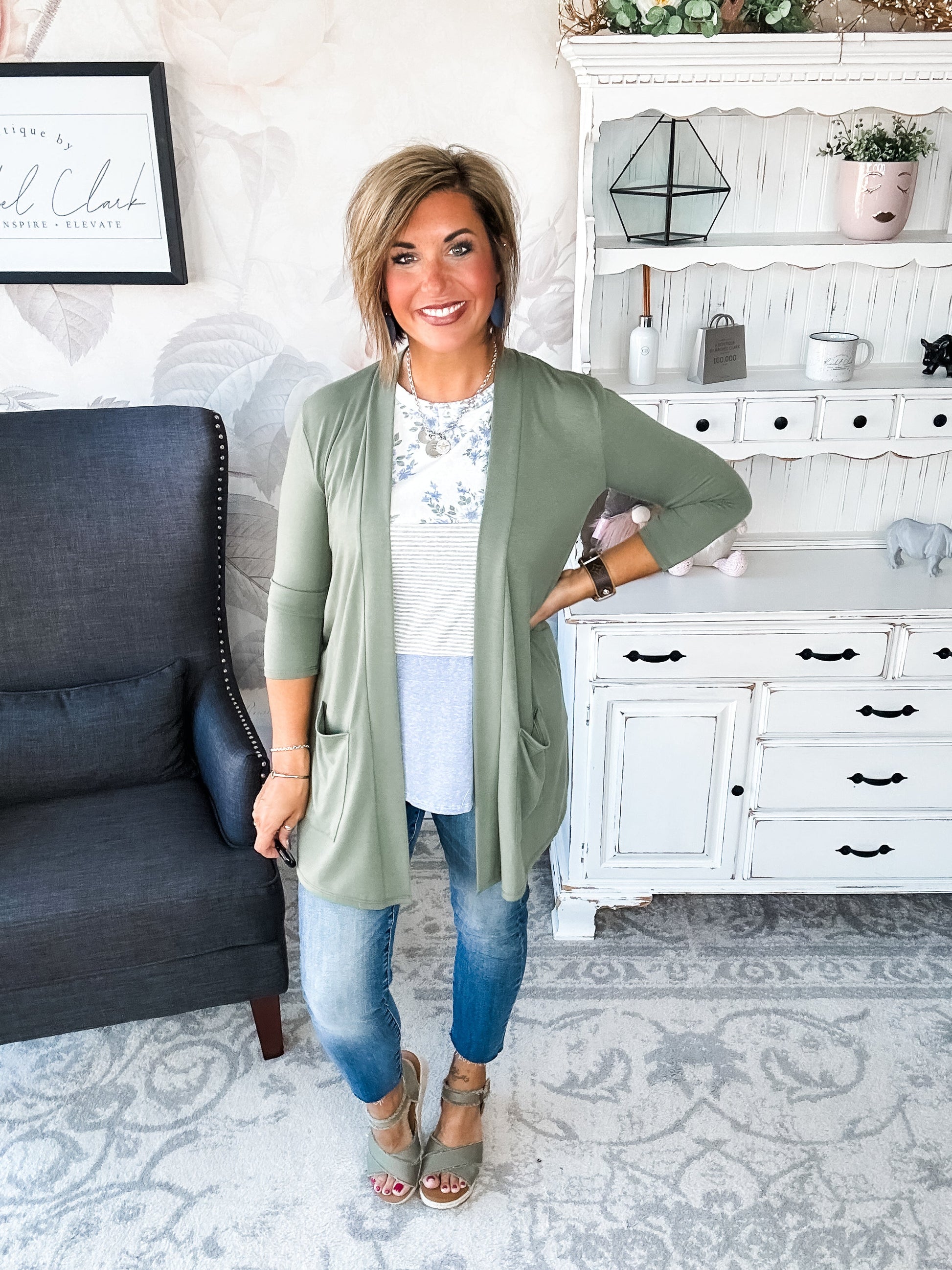 Keep On Going Cardigan - Olive