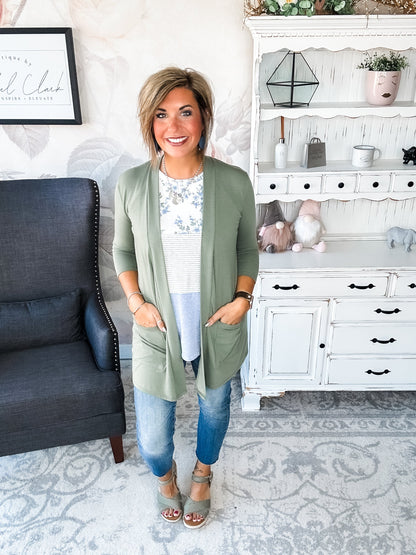 Keep On Going Cardigan - Olive