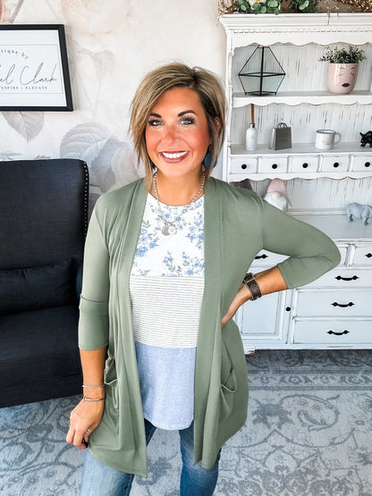 Keep On Going Cardigan - Olive