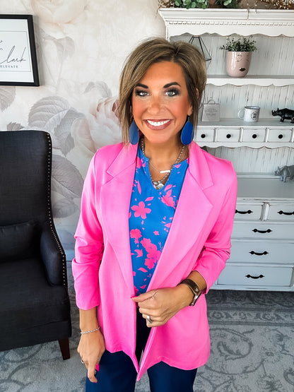Magic 3/4 Sleeve Blazer - Dark Pink