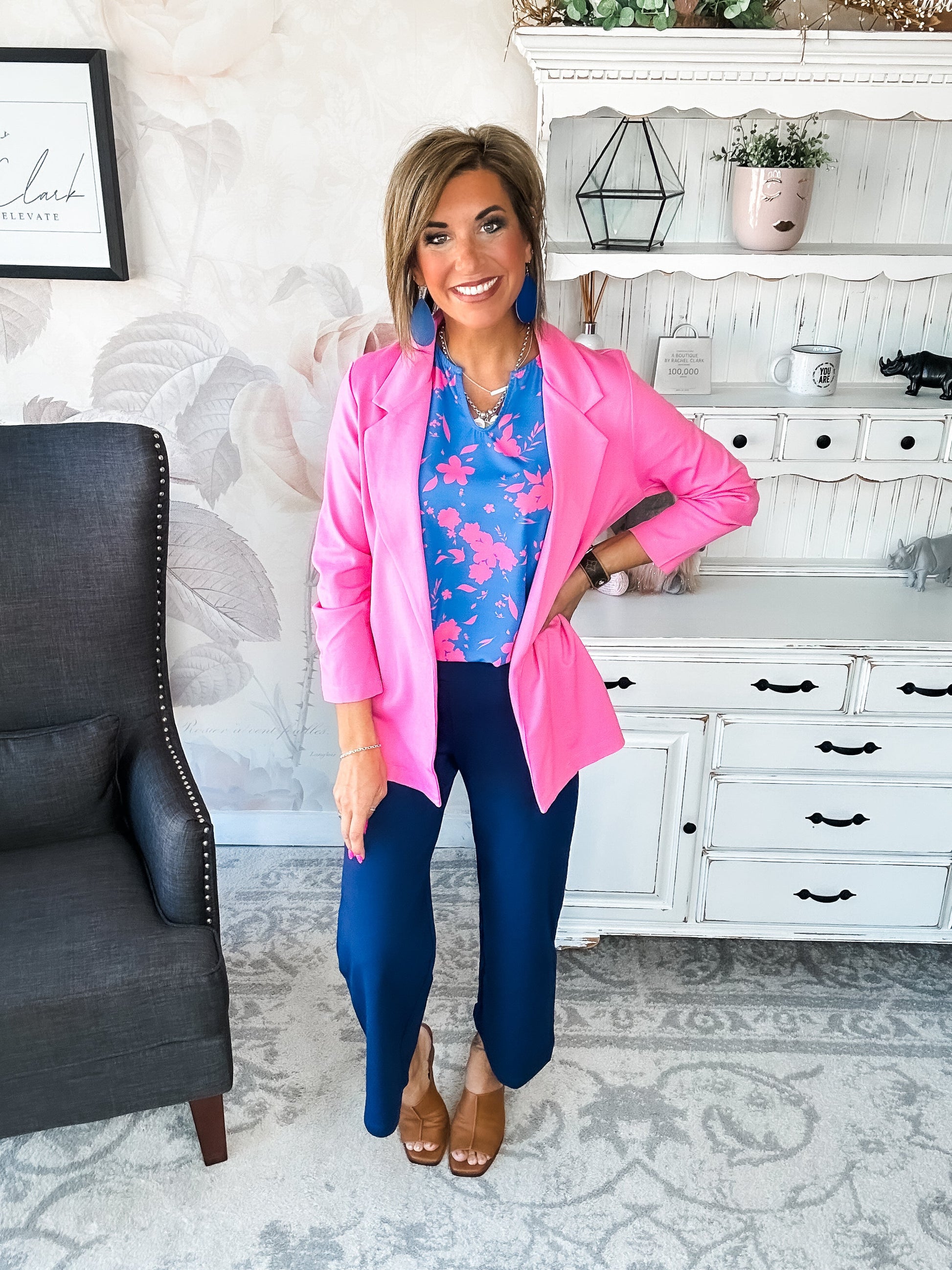 Magic 3/4 Sleeve Blazer - Dark Pink