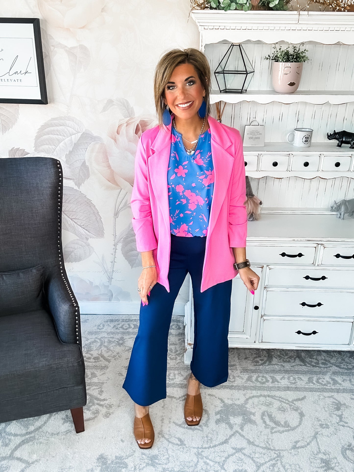 Magic 3/4 Sleeve Blazer - Dark Pink