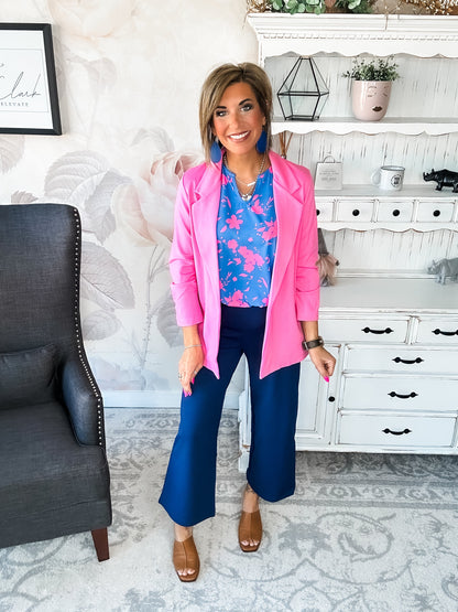 Magic 3/4 Sleeve Blazer - Dark Pink