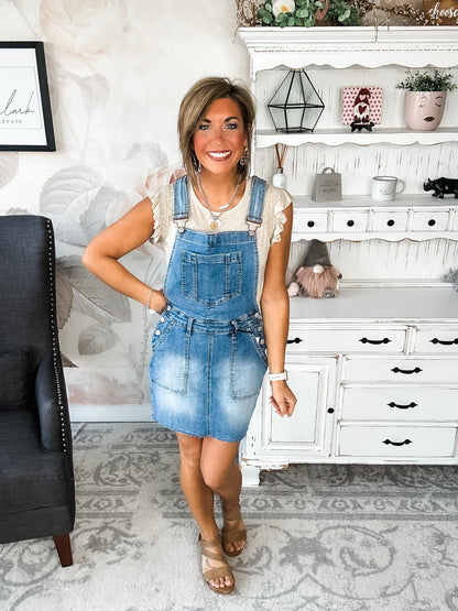 Judy Blue Raw Hem Overall Skirt