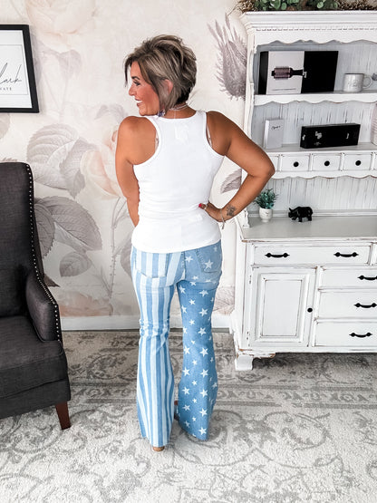Judy Blue Stars & Stripes Bleach Flare