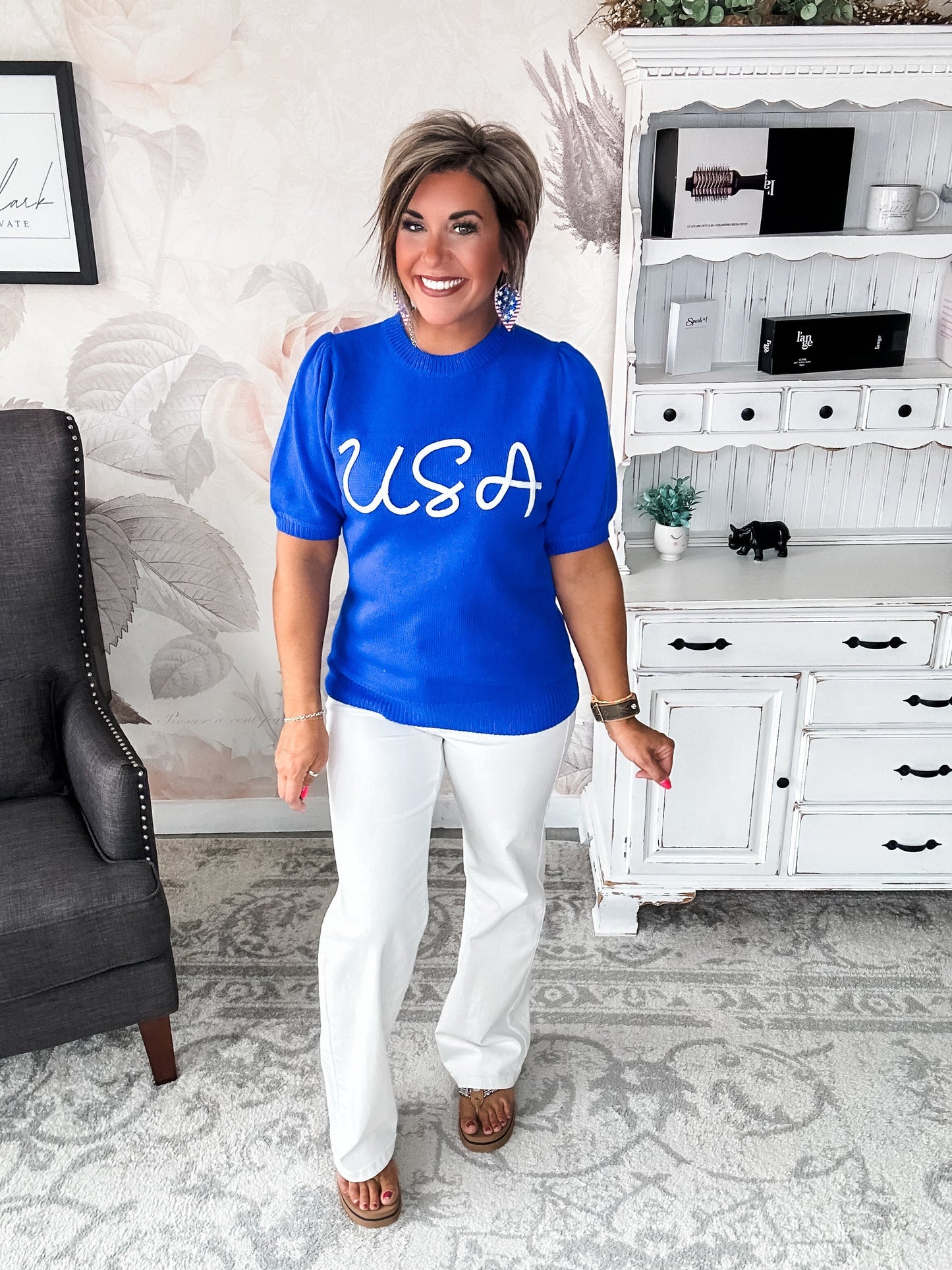 Miss Liberty USA Puff Sleeve Sweater