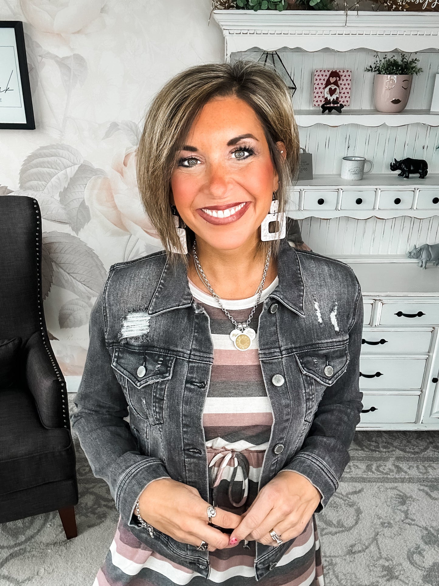 In A Flash Light Grey Jean Jacket