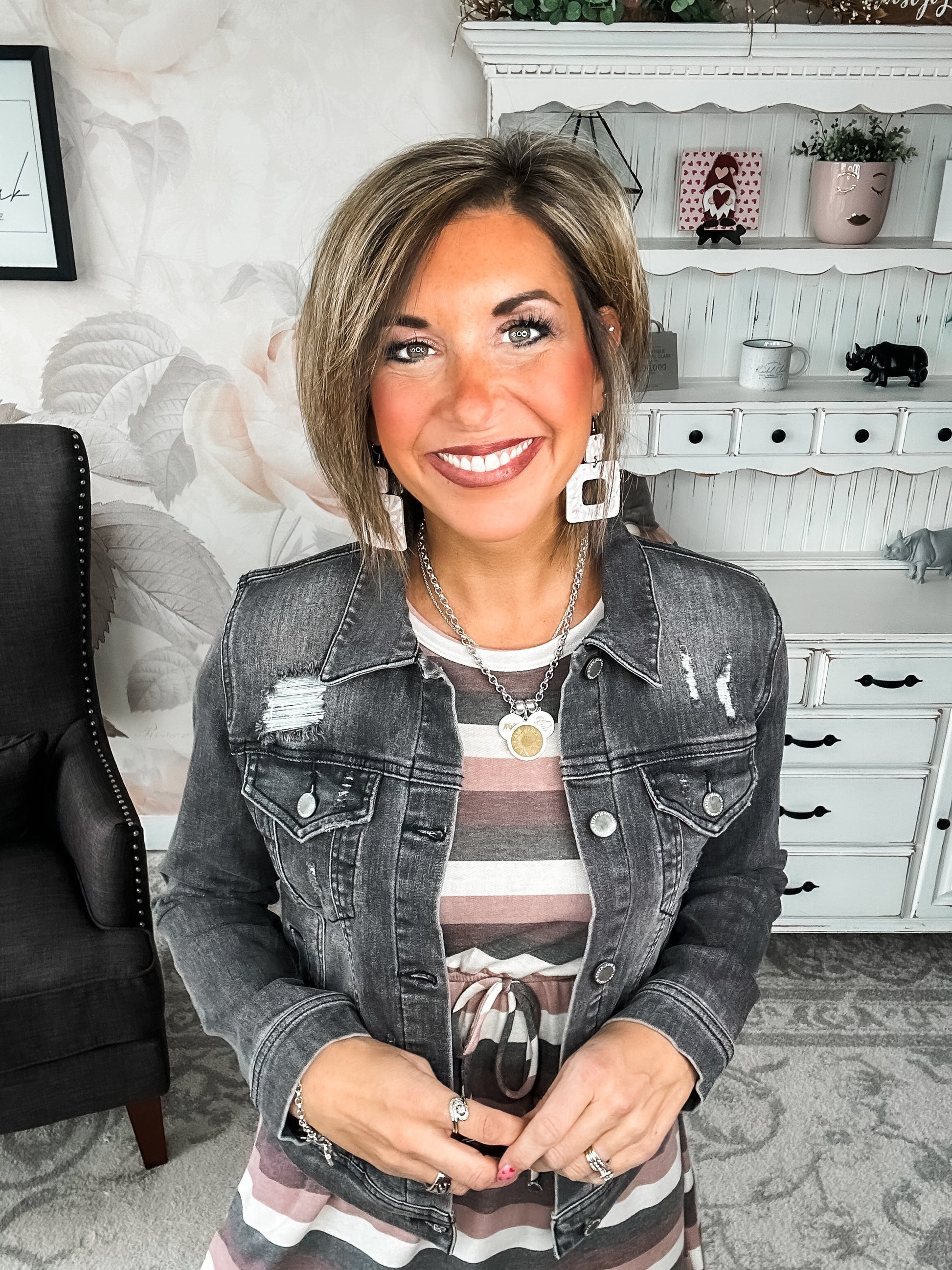 In A Flash Light Grey Jean Jacket