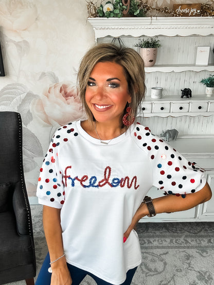 Let Freedom Ring Sequin Sleeve Top