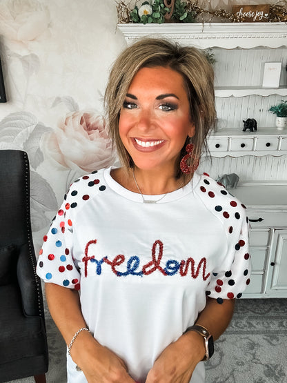 Let Freedom Ring Sequin Sleeve Top
