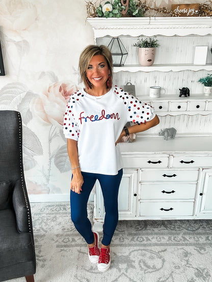 Let Freedom Ring Sequin Sleeve Top