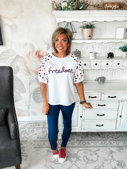 Let Freedom Ring Sequin Sleeve Top