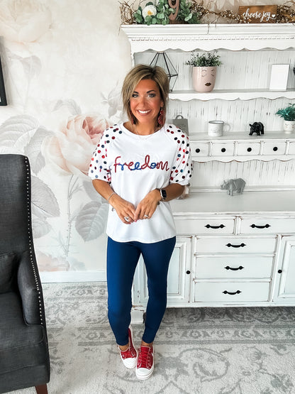 Let Freedom Ring Sequin Sleeve Top