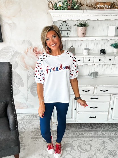 Let Freedom Ring Sequin Sleeve Top