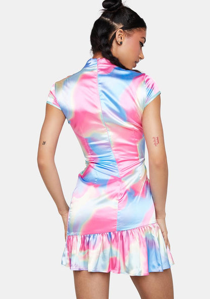 Amour Satin Heart Cut-Out Mini Dress