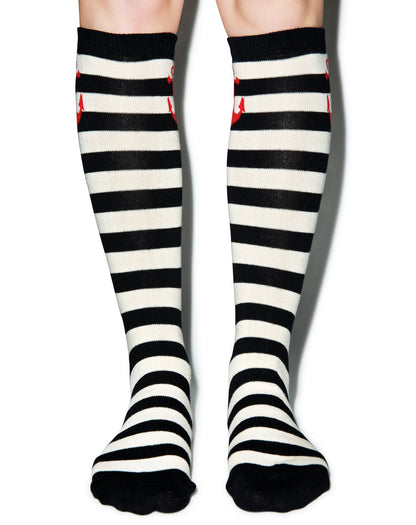 Anchor Stripe Socks - Light Blue