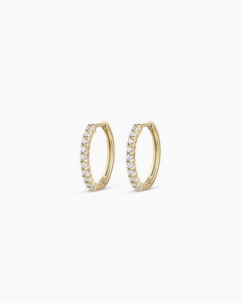 14K Diamond 15mm Hoops