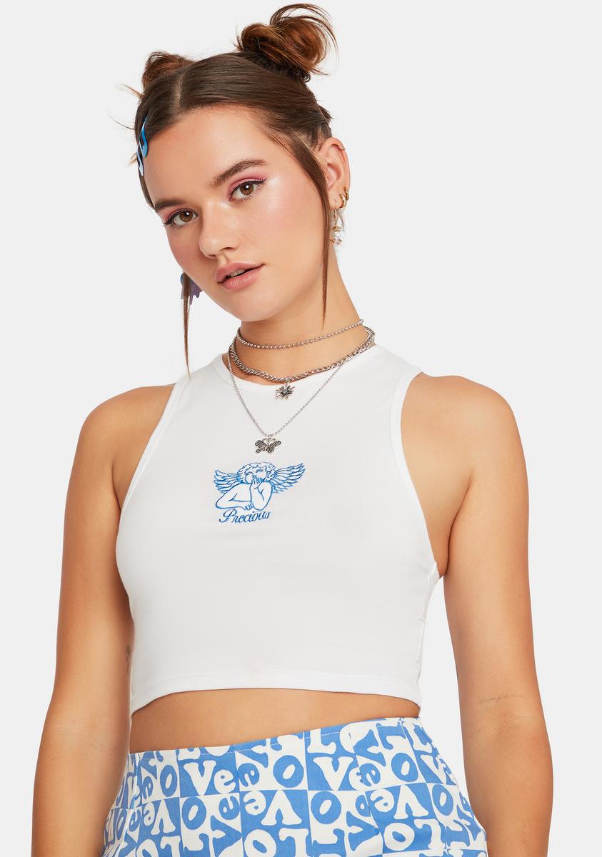 Angelo Precious Blue Vasque Crop Tank