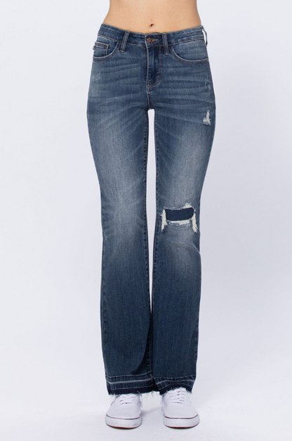Judy Blue Knee Destroyed Patch Bootcut Jeans