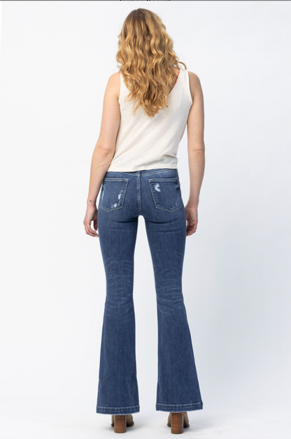 Judy Blue Destroyed Button Fly Trouser Flare