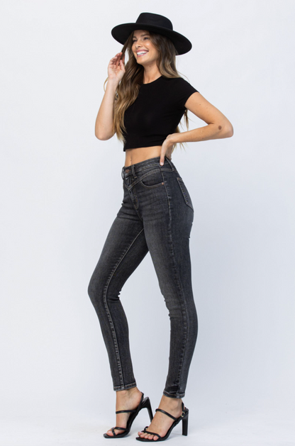 Judy Blue Vintage Black Yoke Skinny Jeans