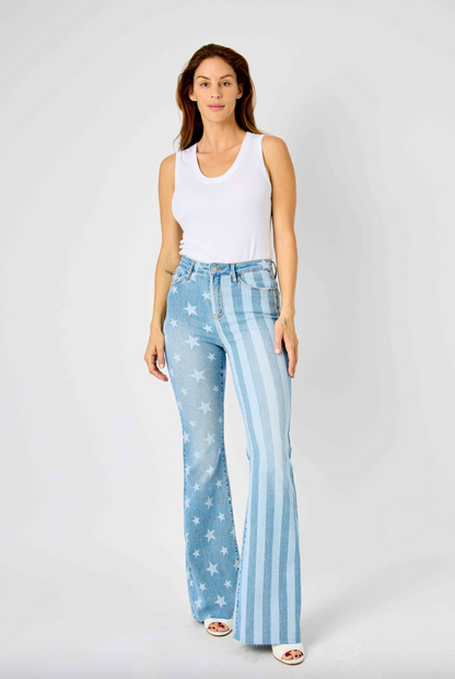 Judy Blue Stars & Stripes Bleach Flare