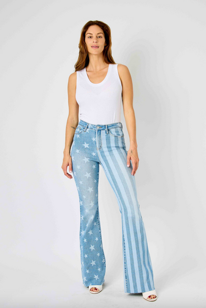 Judy Blue Stars & Stripes Bleach Flare