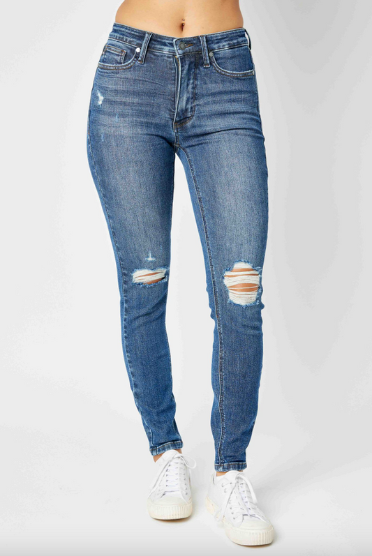 Judy Blue Tummy Control Destroyed Skinny Jeans
