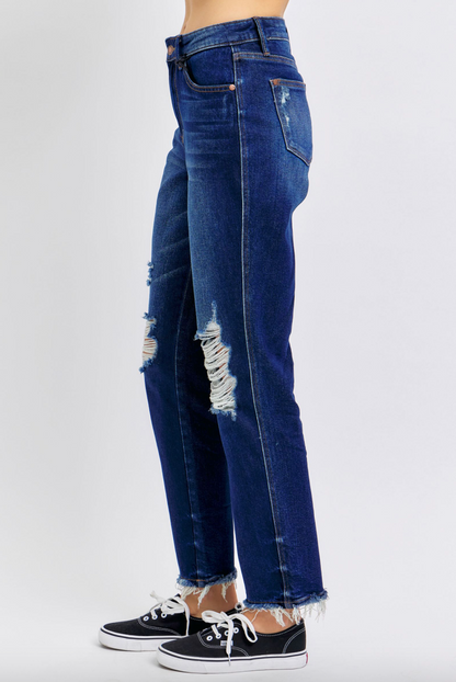 Judy Blue Rigid Magic Heavy Destroy Straight Leg