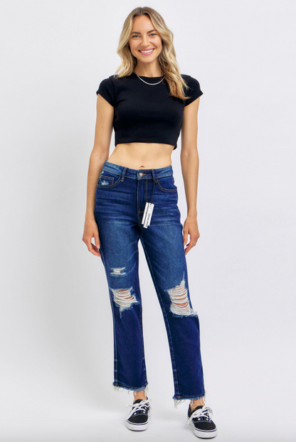 Judy Blue Rigid Magic Heavy Destroy Straight Leg