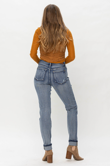 Judy Blue Contrast Wash Boyfriend Jeans