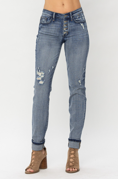 Judy Blue Contrast Wash Boyfriend Jeans