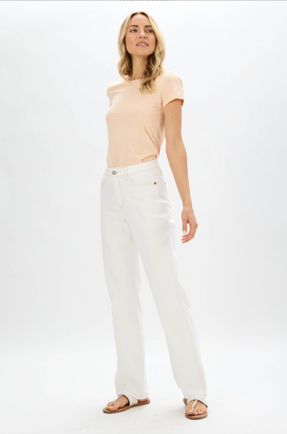 Judy Blue Ecru Straight Leg Jeans
