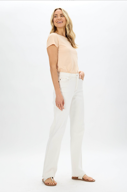 Judy Blue Ecru Straight Leg Jeans