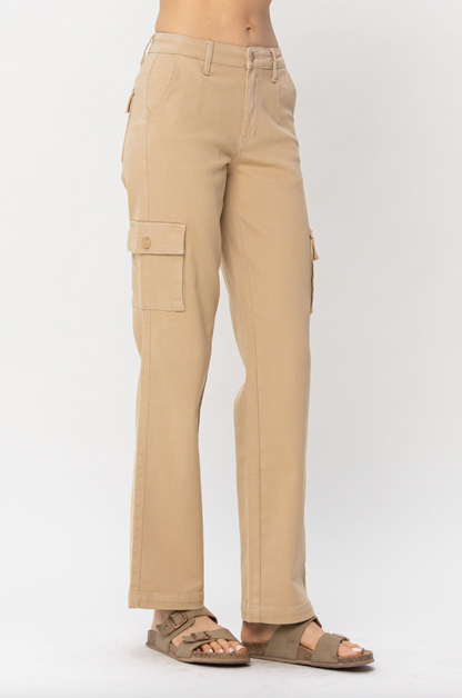 Judy Blue Khaki Cargo Straight Leg Pants
