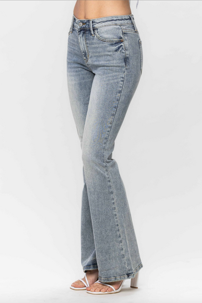 Judy Blue Tinted Pin Tack Flare Jeans