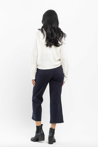 Judy Blue Tummy Control Wide Leg Crop - Navy