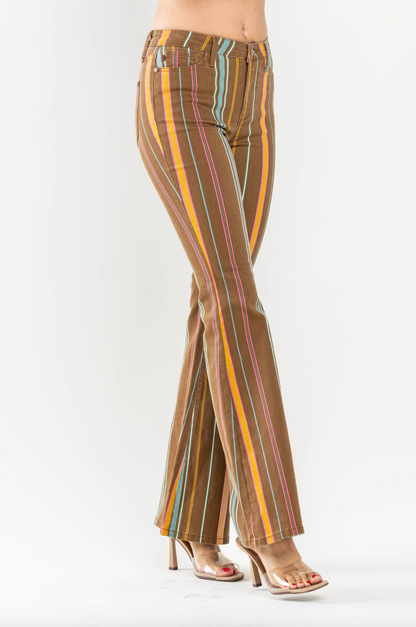 Judy Blue Striped Flare Jeans