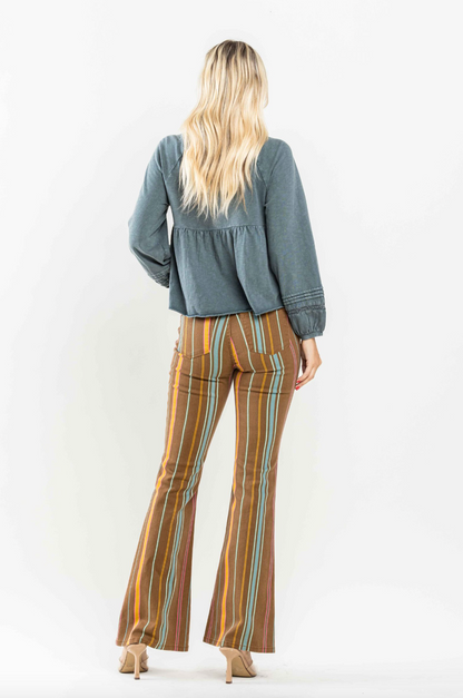 Judy Blue Striped Flare Jeans
