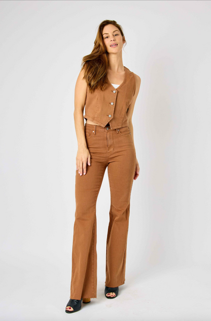Judy Blue Tummy Control Flare Jeans - Brown