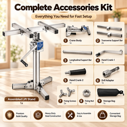 Heavy Object Installation Lift Stand | 220LB Per Stand, Dual Hand/Drill Operation, 2.1m Adjustable Height
