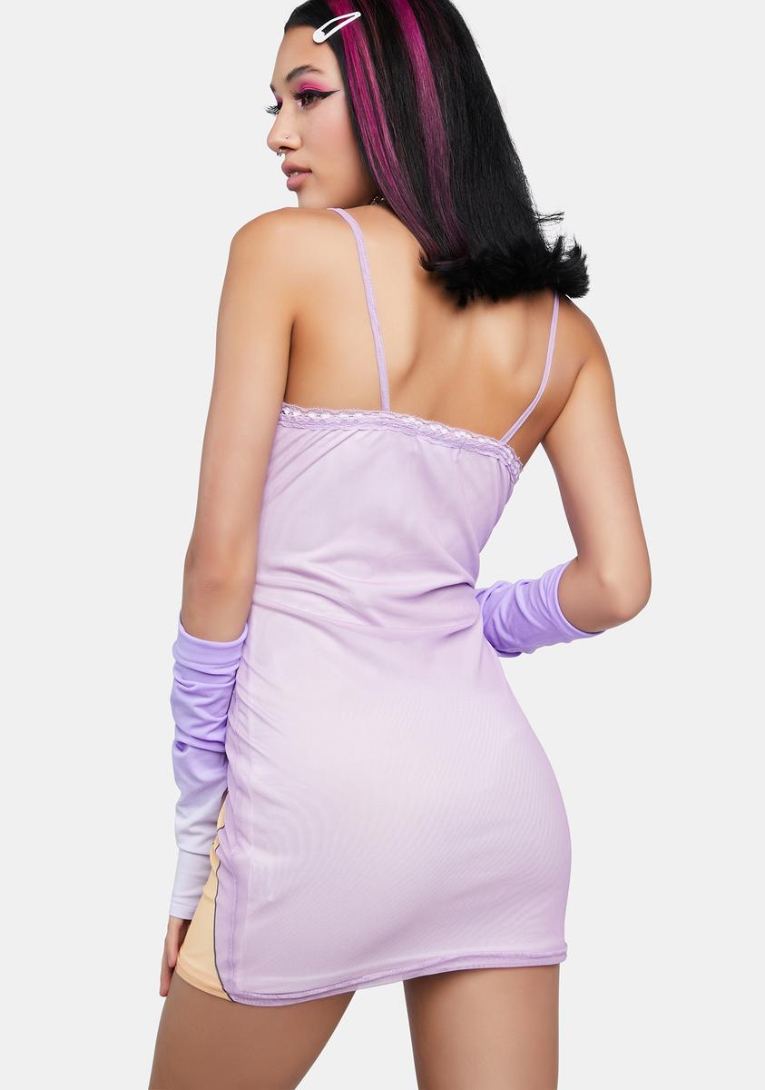 Anime Mesh Lace Trim Mini Dress