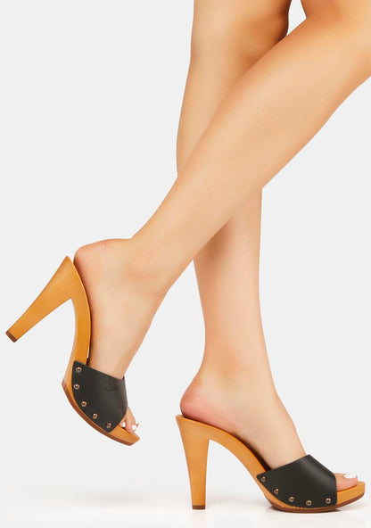 Antonella Black Vegan Leather Heels