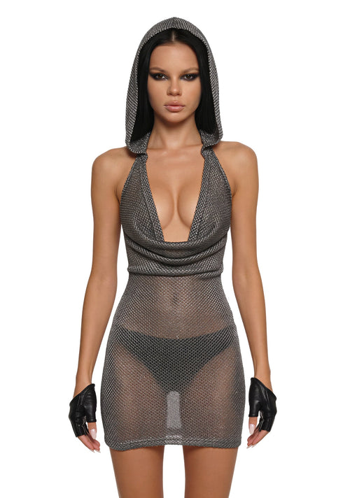 Analog Hooded Cowl Neck Dress