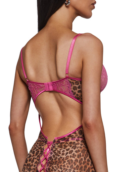Animal Instincts Sheer Mesh Chemise Lingerie Set